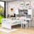 Twin Wood Platform Bed with Bookshelf, Chair, Desk and Drawer-1162048182