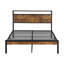 Structure de lit plateforme en métal avec tête de lit et pied de lit en bois avec doublure USB, pas de sommier, grand rangement sous le lit, assemblage facile-1573111921-1573111924