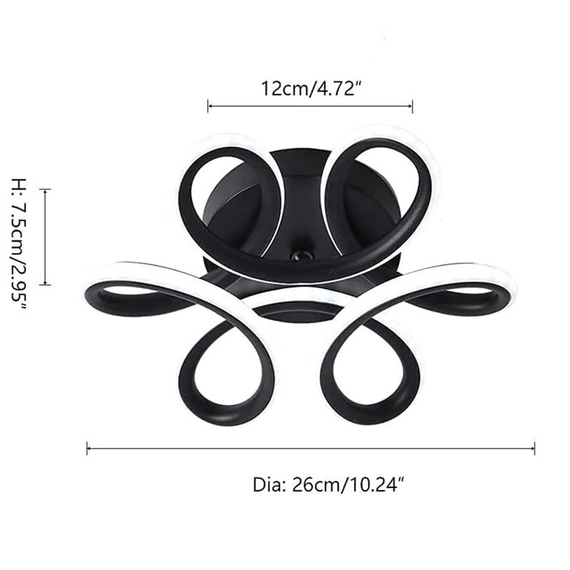 Pivoine 6 - Light 25cm LED Semi Flush Mount, Black