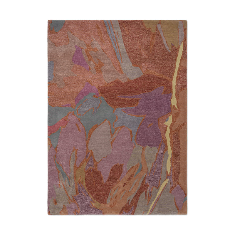Saltillo Handmade Wool Abstract Area Rug, Rosewood, Rectangle 6'7 x 9'2