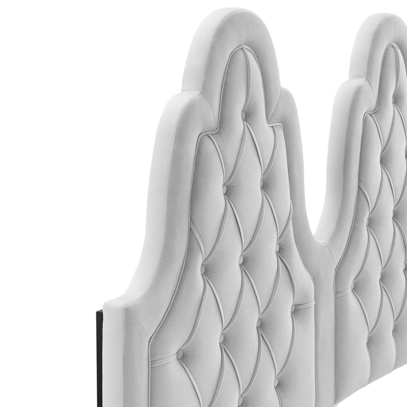 Augustine Tufted Performance Velvet Headboard, Light Grey, King/California King