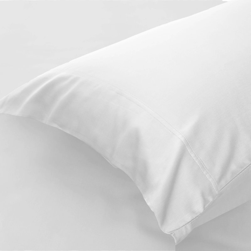 Ensemble de draps en mélange de coton 300 fils, Blanc, Ensemble de drap pour lit très grand avec drap-ho