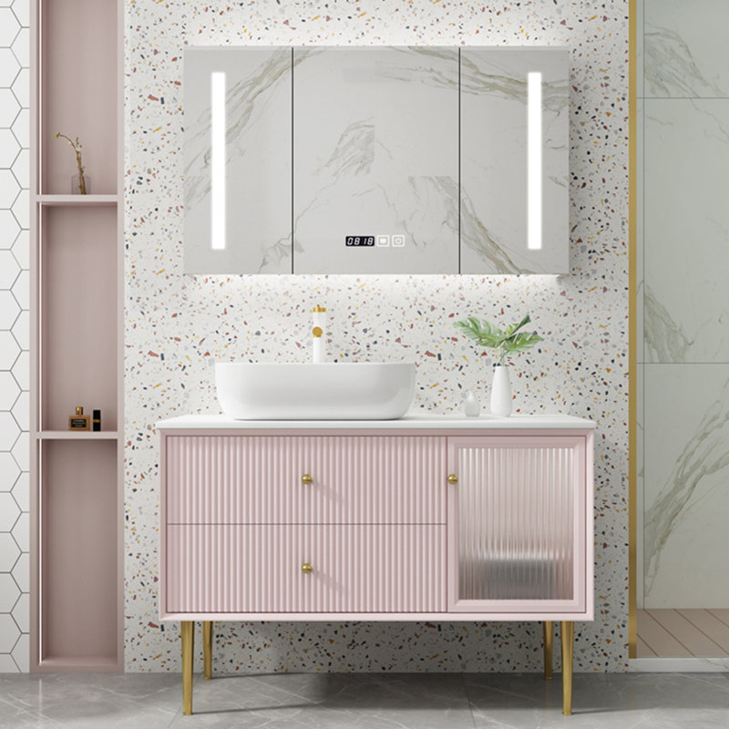 Modern light luxury bathroom cabinet, 29.5" H x 51.2" W x 19.7" D, Pink