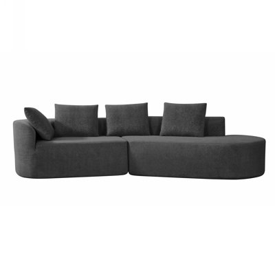 116" Modern Curved Sectional Sofa ，2-Piece Chenille Modular Couch with 4 Pillows