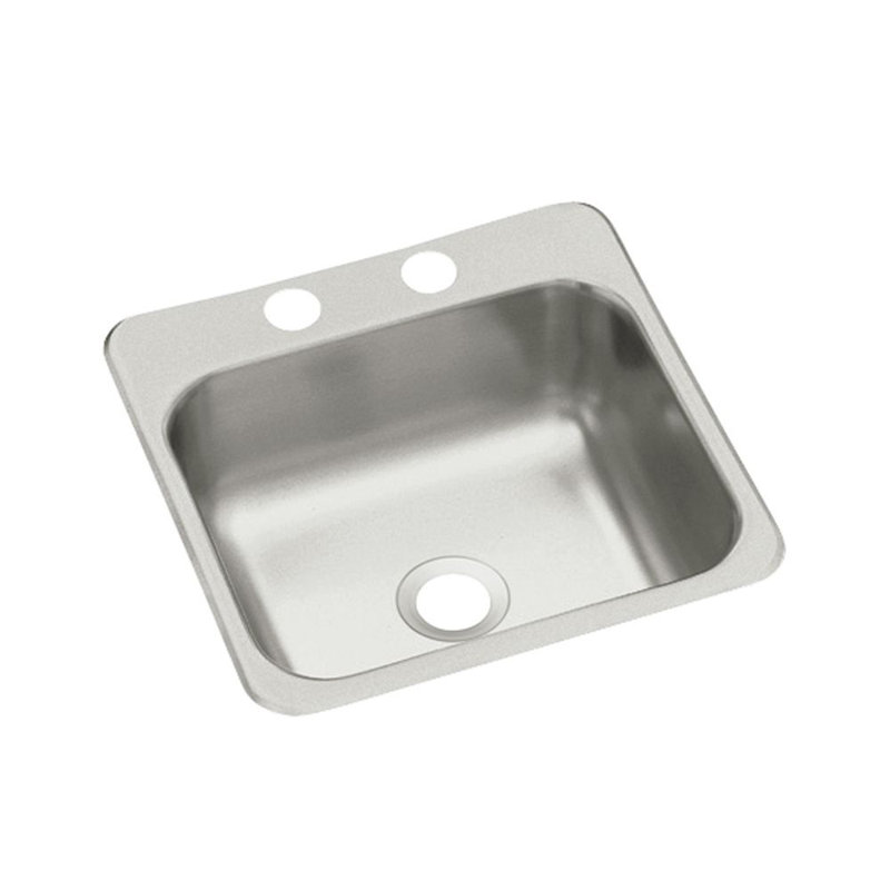 Évier de cuisine à simple cuve de divertissement 15 "L x 15", 2 trous