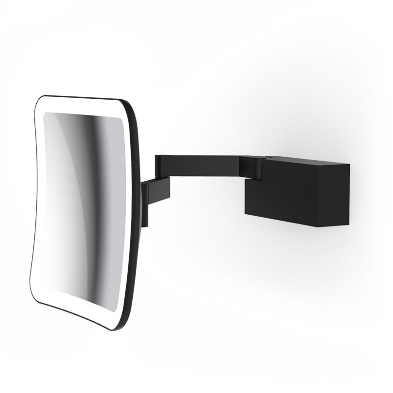 Spiegel Square Metal Lighted Wall Mirror, Matte Black