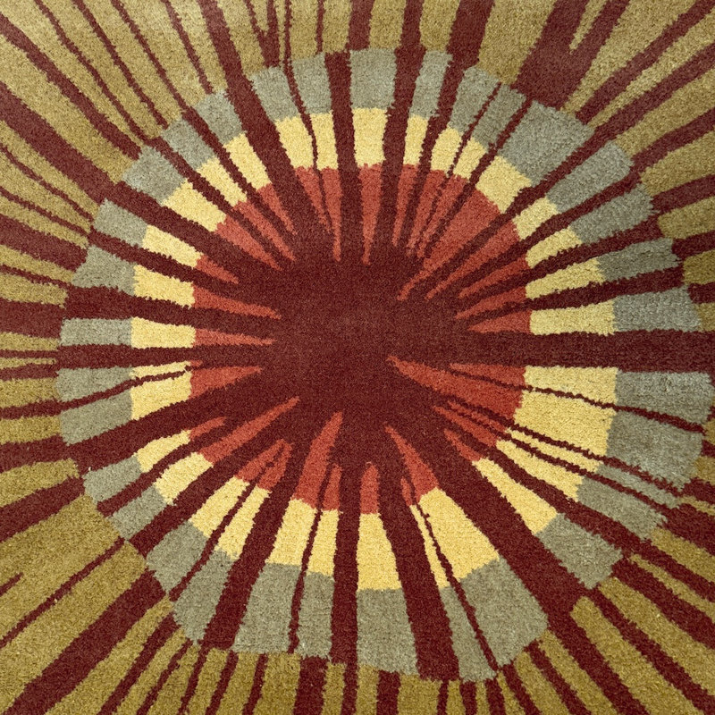 Tapis moderne multicolore en laine touffeté à la main de couleur olive, or, rouille, bleu clair, beige et beige Ailey