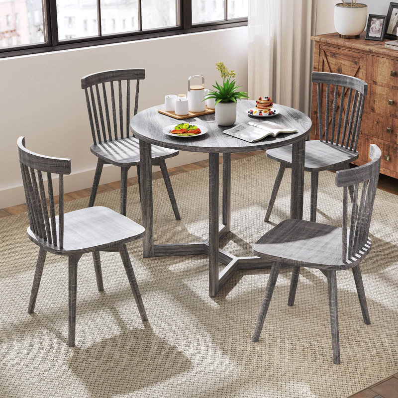 36 Inch Wood Dining Table For 2-4 People With Wing-shaped Pedestal, Black