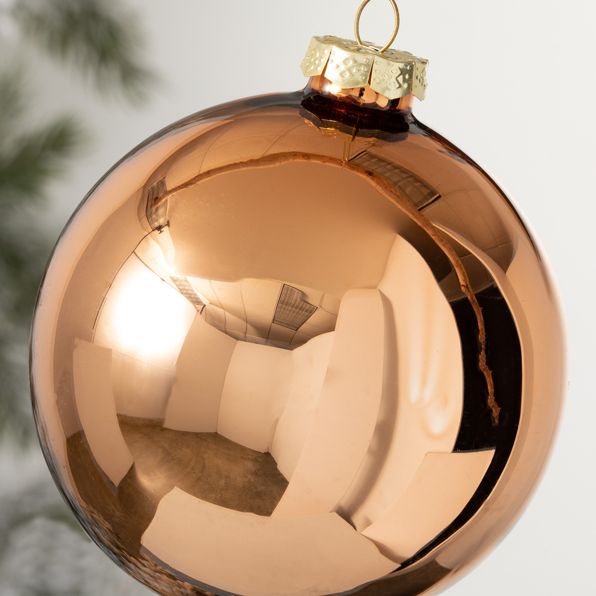 Classic Ball Ornament, 4" H x 4" W x 4" D, Copper