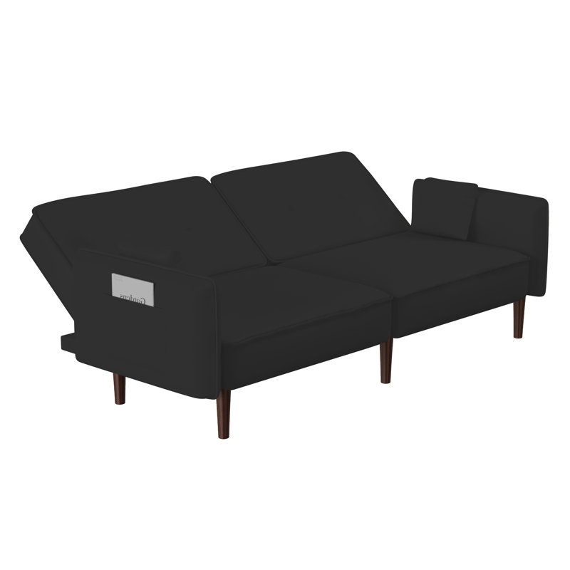 Molino Twin 75'' Upholstered Convertible Sofa, Black