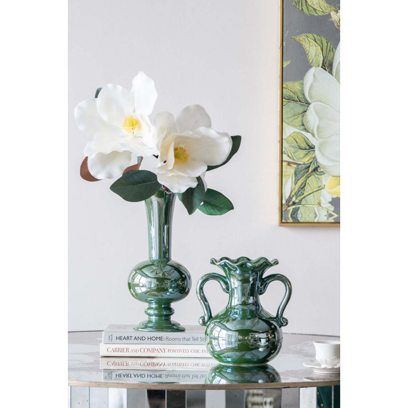 Table de salle à manger 47 x 47 x 31,5 po avec motif floral élégant et finition argentée miroir