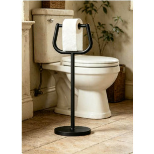 RicheMake Bathroom Toilet Paper Holder Stand（Black）