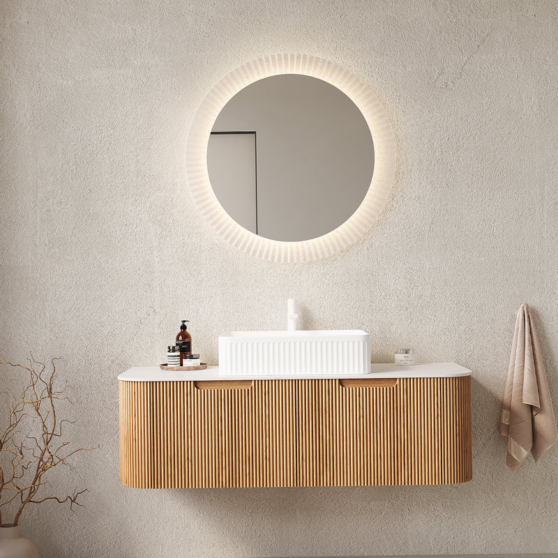 Meuble-lavabo mural avec lavabo, armoire de rangement avec tiroirs, pré-assemblé pour une installation facile et beaucoup de rangement