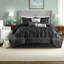 Elegant 7-piece Bedding Set, Black Polyester Comforter For Bedrooms