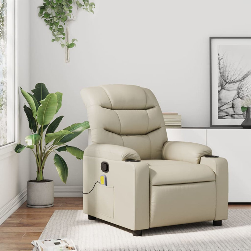 Fauteuil de massage en faux cuir, Similicuir crème, Manual