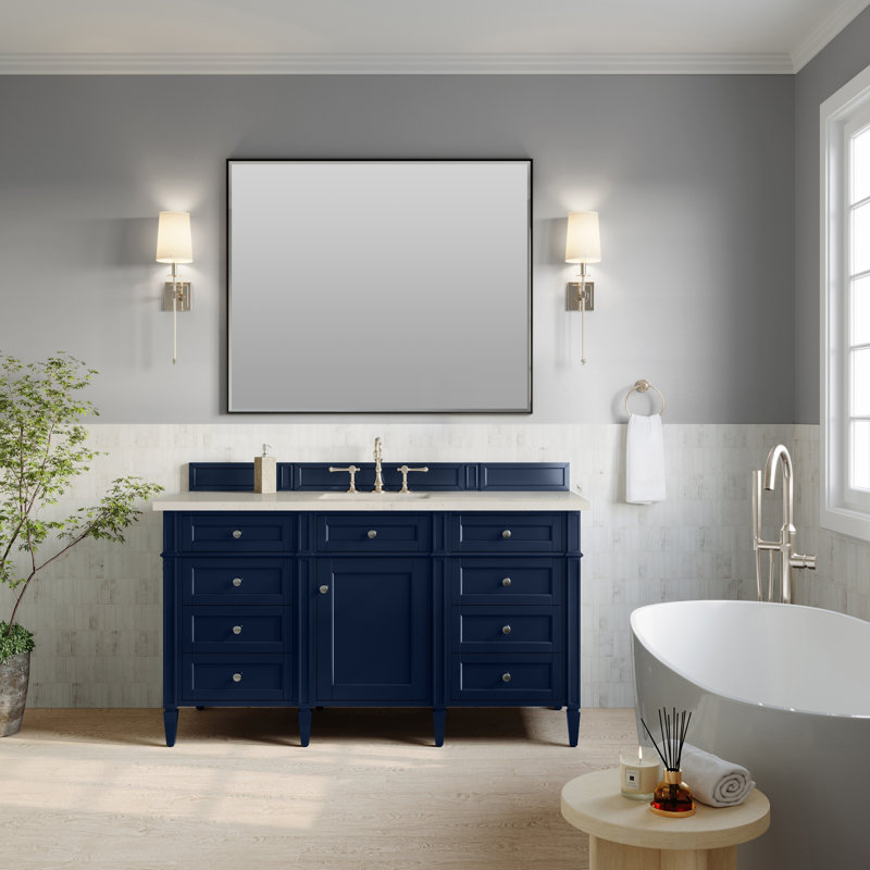 Meuble-lavabo simple 60 po Dussault, Bleu victoire, 8 po, Sibérien