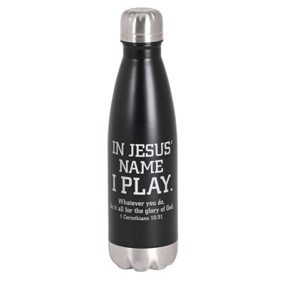 Water Bottle Jesus Name I Play Black