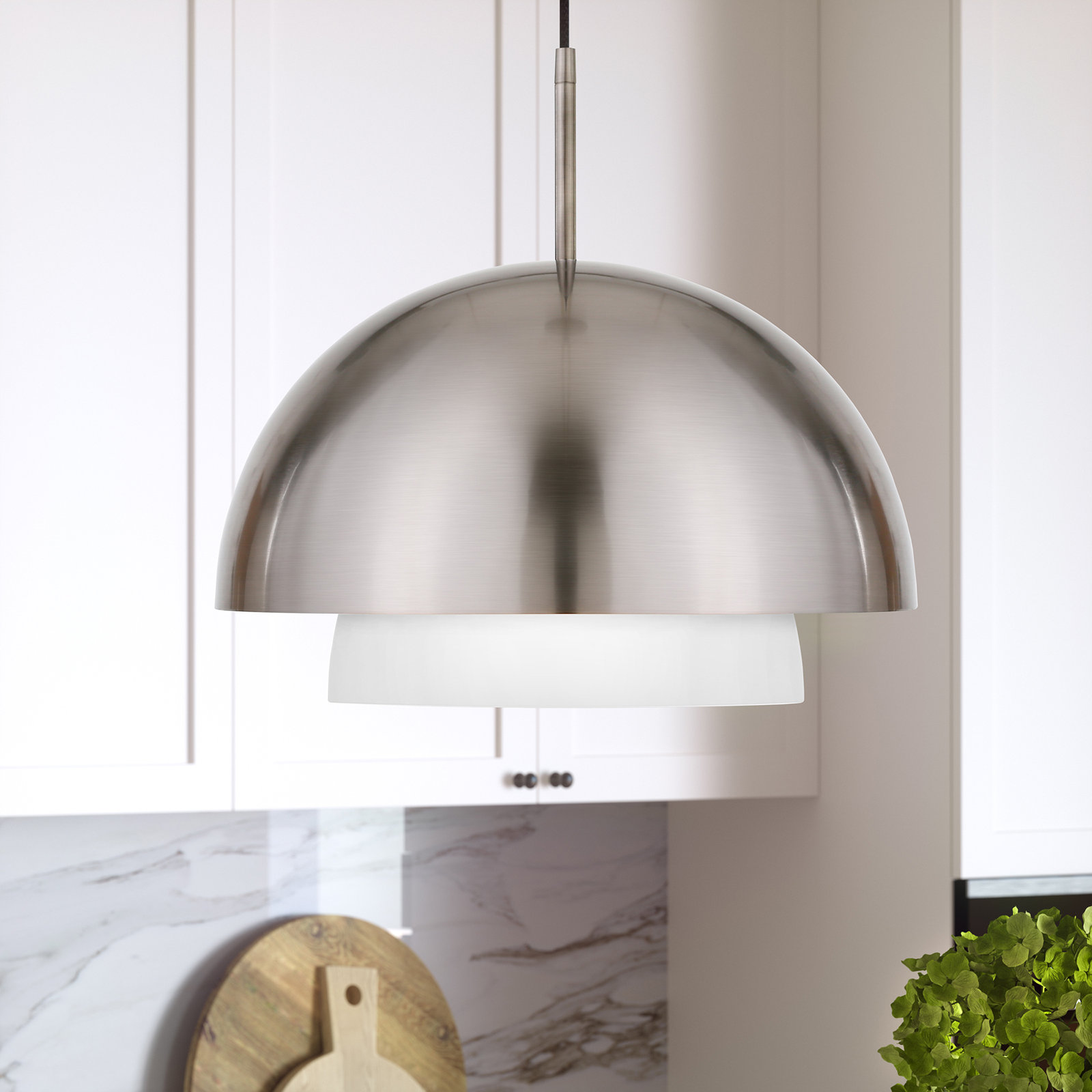 Lyle Stainless Steel Single Light Pendant, Brushed Nickel