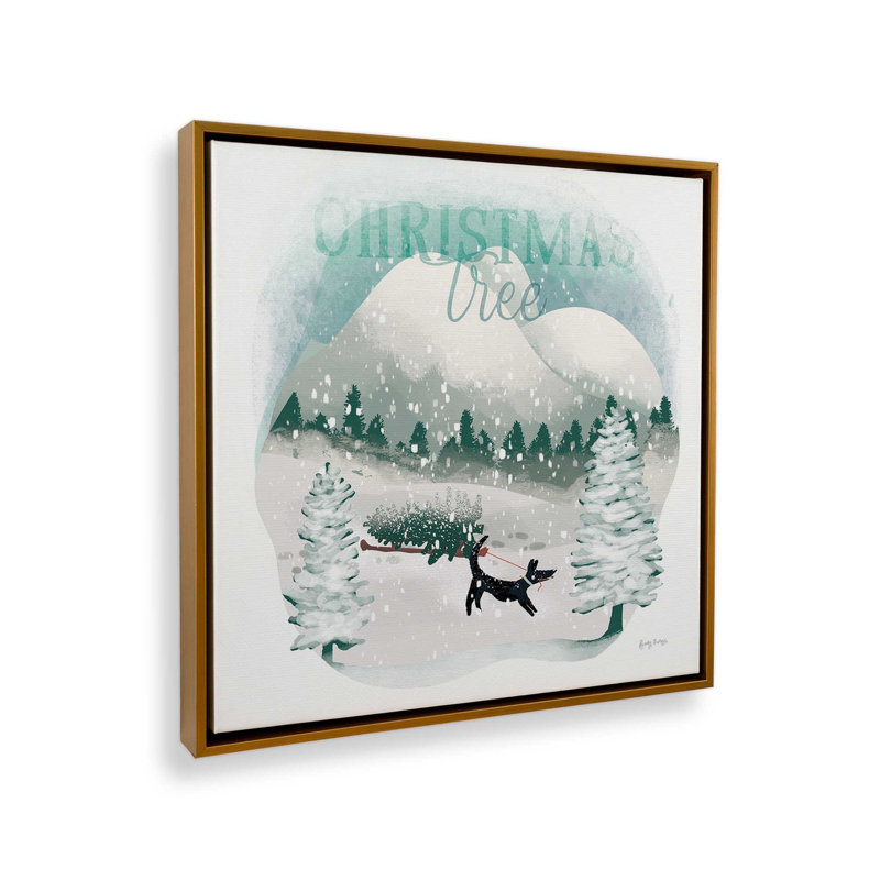«Christmas Fun in Snow IV», reproduction sur toile, Cadre doré, H 12,75 po x l 12,75 po x P 1,75 po