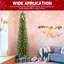 Arbre de Noël vert avec lumières à DEL blanc chaud - arbre en PVC mince avec embouts, conception compacte, support en métal stable, facile à assembler-1556601793