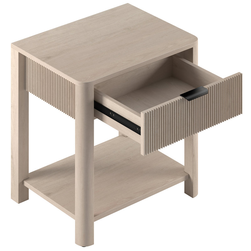 Pomona 24in Wide Rectangular Nightstand, Alder White