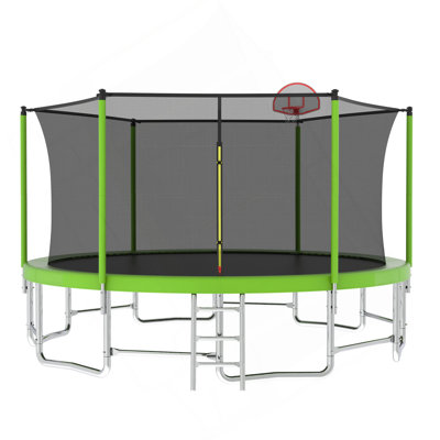 15FT For Kids Children With Safety Enclosure Net Outdoor Backyards Large Recreational Trampoline