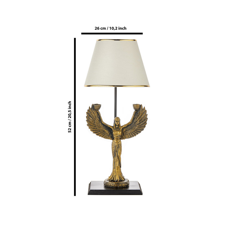 Table Lamp, Gold, White