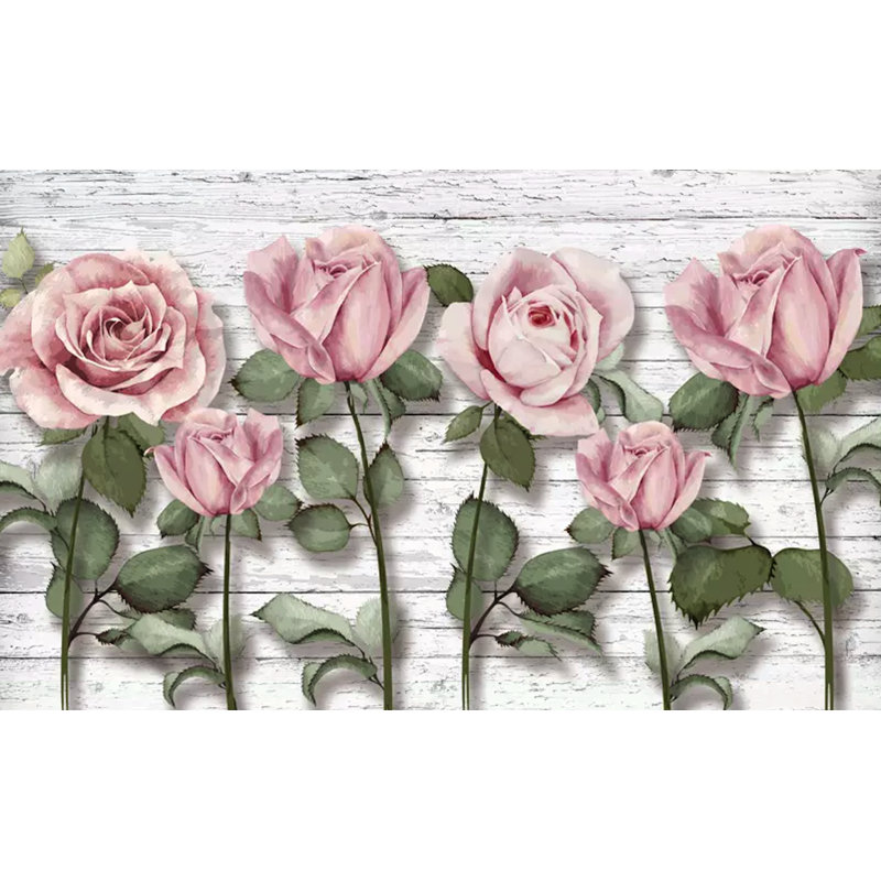 Panneau mural peint à la main L 6,25 pi x l 112 po English Roses, L 6,25 pi x l 9,33 pi