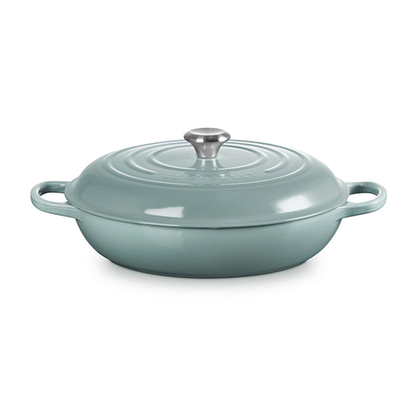 Le Creuset Signature Enameled Cast Iron Braiser with Lid, Sea Salt