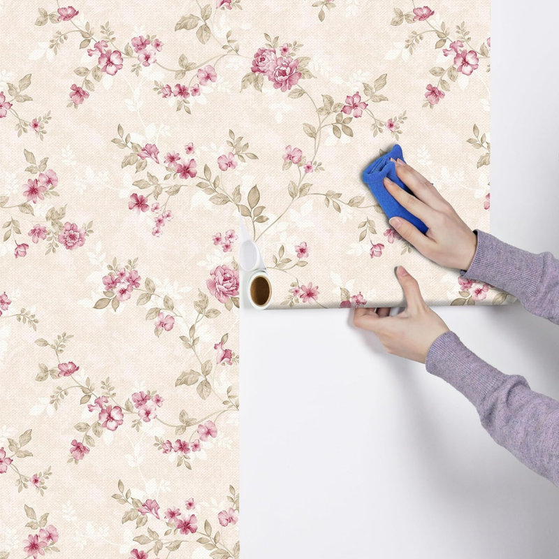 Pink Floral Wallpaper Self Adhesive Botanical Sticky Back Plastic Vinyl Wrap 44.5 X 1000 cm