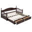 Lit de jour en bois avec lit gigogne extensible simple et 2 tiroirs de rangement - Finition espresso-875852105