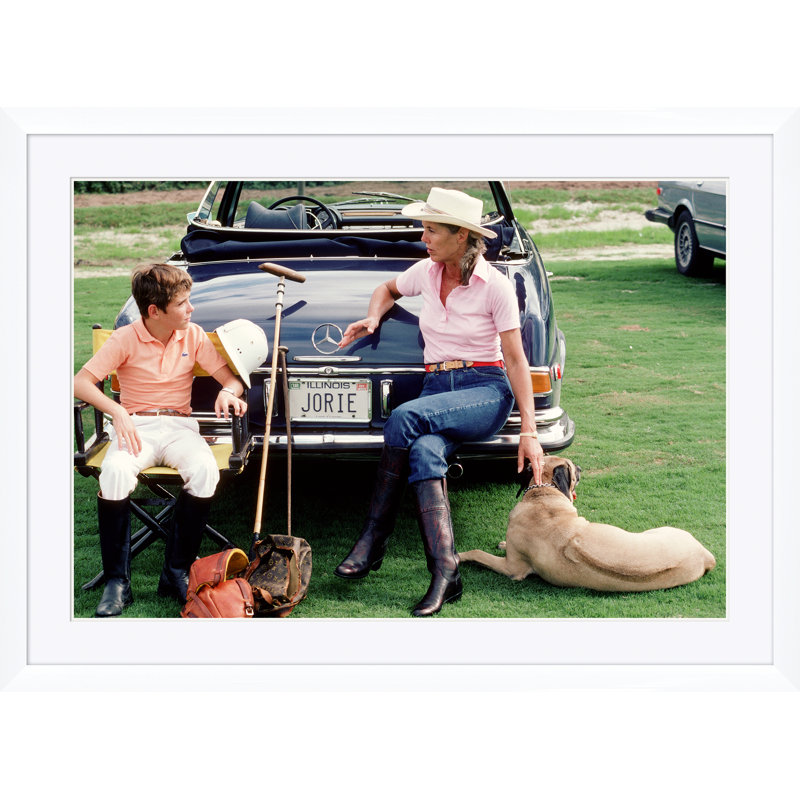 Polo Pals Print by Slim Aarons, White Single Picture Framed, 43.5" H x 59.5" W x 1.5" D