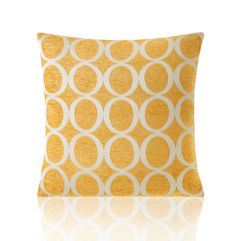 Broward Feathers Geometric Cushion with Filling, Ochre, 45cm H x 45cm W x 15cm D