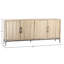 Moura 84" Carved Door Front Reclaimed Pine Sideboard in Light Blond with Iron Legs
