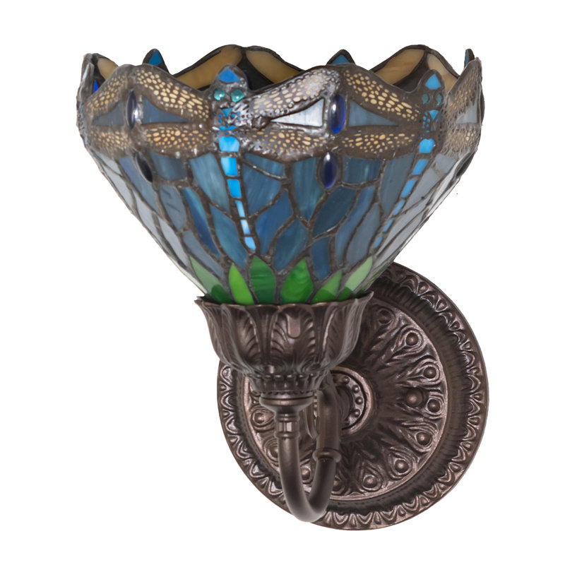 1 - Light Armed Sconce, Blue/Green/Beige