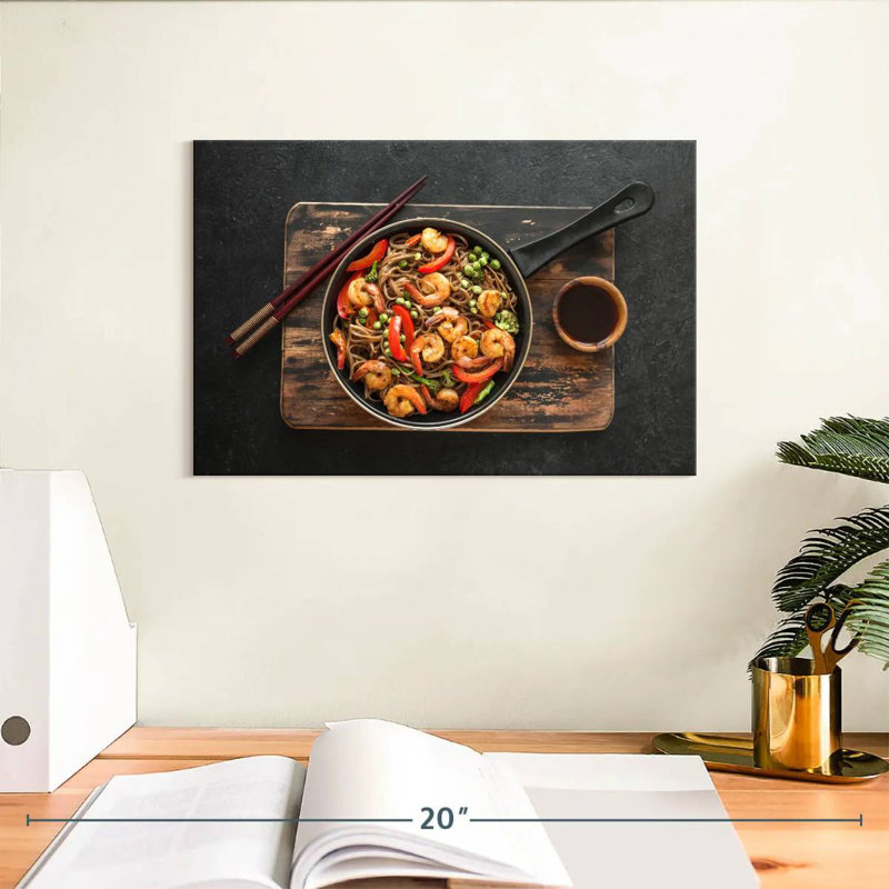 Shrimp Soba Noodle Stir Fry, 8" H x 12" W