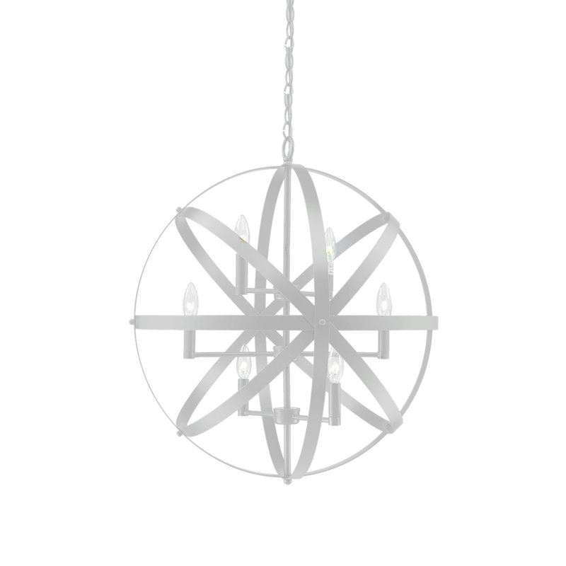 Modern 6-Light Chrome Iron Cage Chandelier