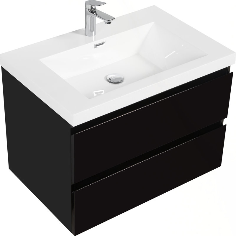 Meuble-lavabo mural moderne avec lavabo et rangement
