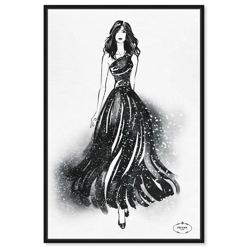Fashion and Glam Runway Flow, impression, Toile avec cadre noir, H 15 po x l 10 po x P 1,5 po