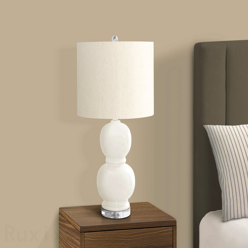 Lighting, H 25 po, céramique crème, abat-jour ivoire / crème, contemporain, Crème