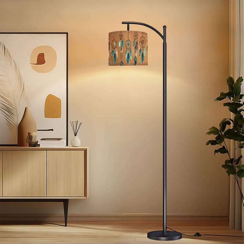 Lampe sur pied à arc avec abat-jour réglable Southwestern Aztec Native American Dreamcatchers Feathers Lamp Lamping
