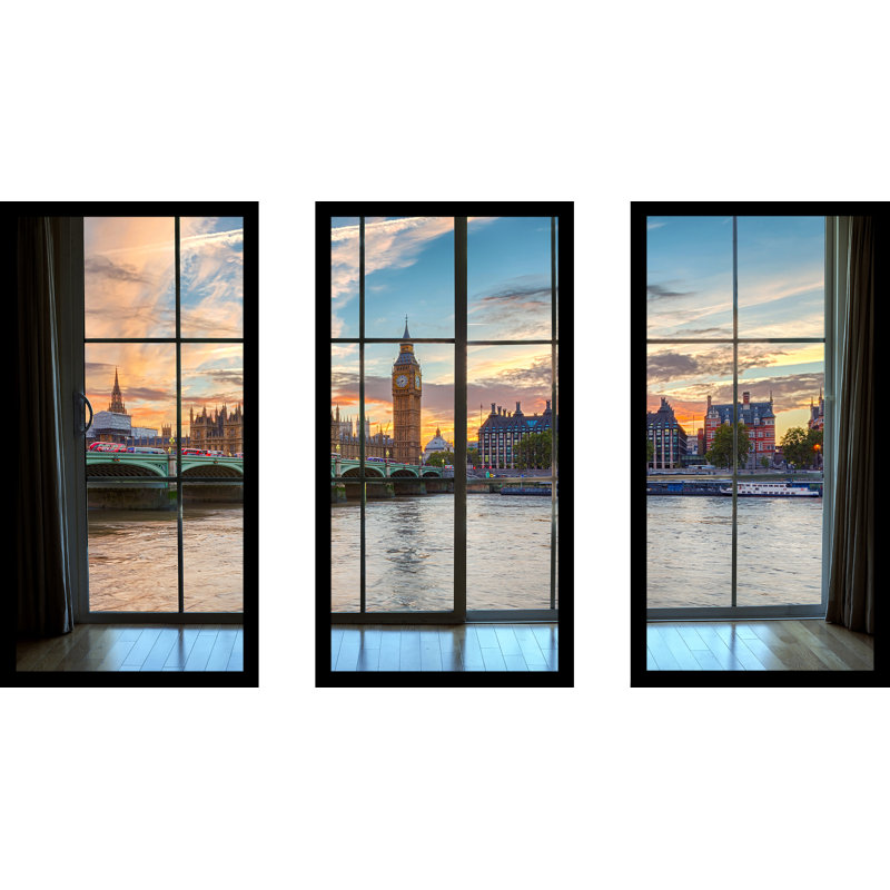 Westminster et Big Ben à Londres, Angleterre - ensemble de 3 reproductions de photos sur acrylique