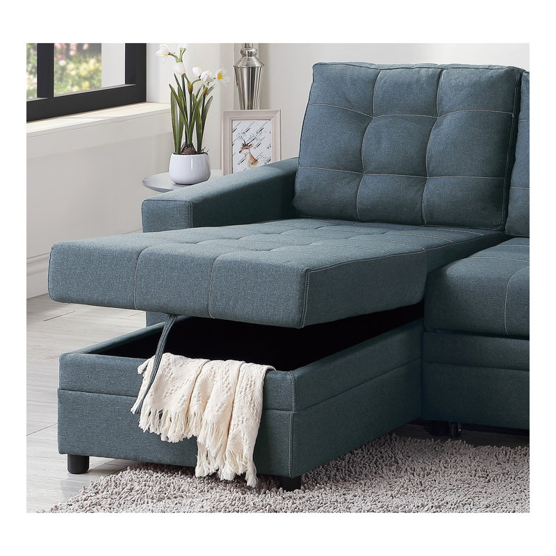 Canapé-lit modulaire convertible bleu gris