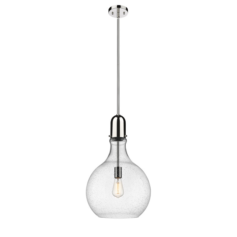 Luminaire suspendu à globe unique à 1 lumière, DEL, H 55,75 po x l 13,75 po x P 13,75 po, Nickel poli