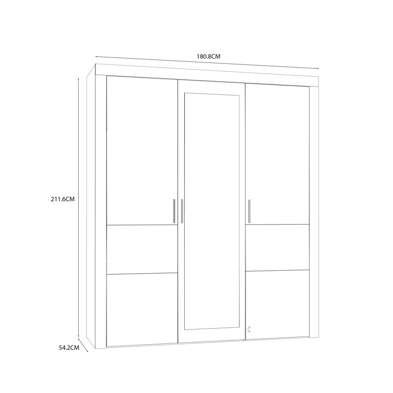 Huguley 3 Door Wardrobe