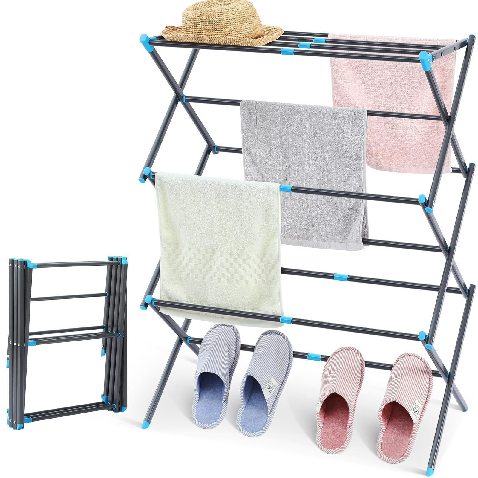 OLHAV Metal Foldable Accordion Drying Rack Wayfair Canada