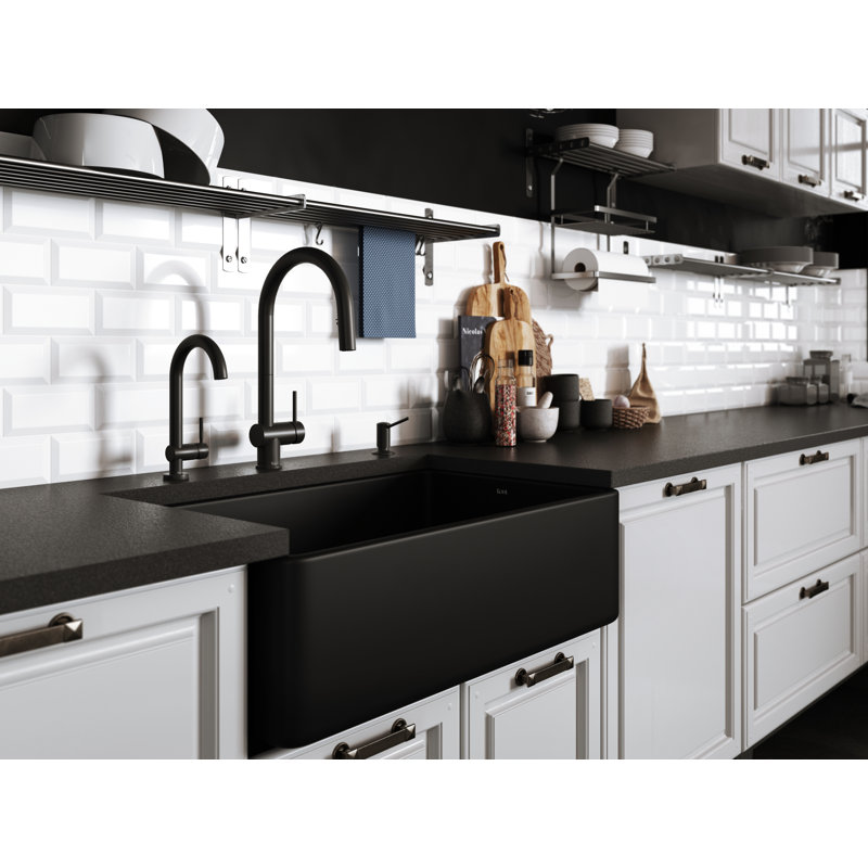 Allia™ 32" Fireclay Single Bowl Apron Front Kitchen Sink, Matte Black