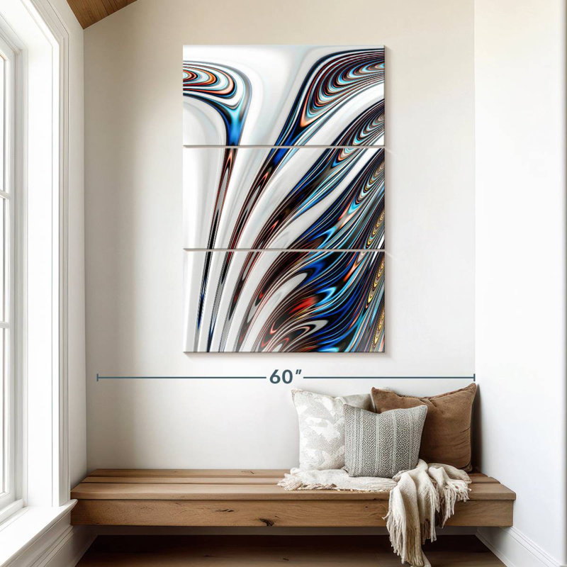 Abstrait chrome liquide Avery, H 50 po x l 32 po