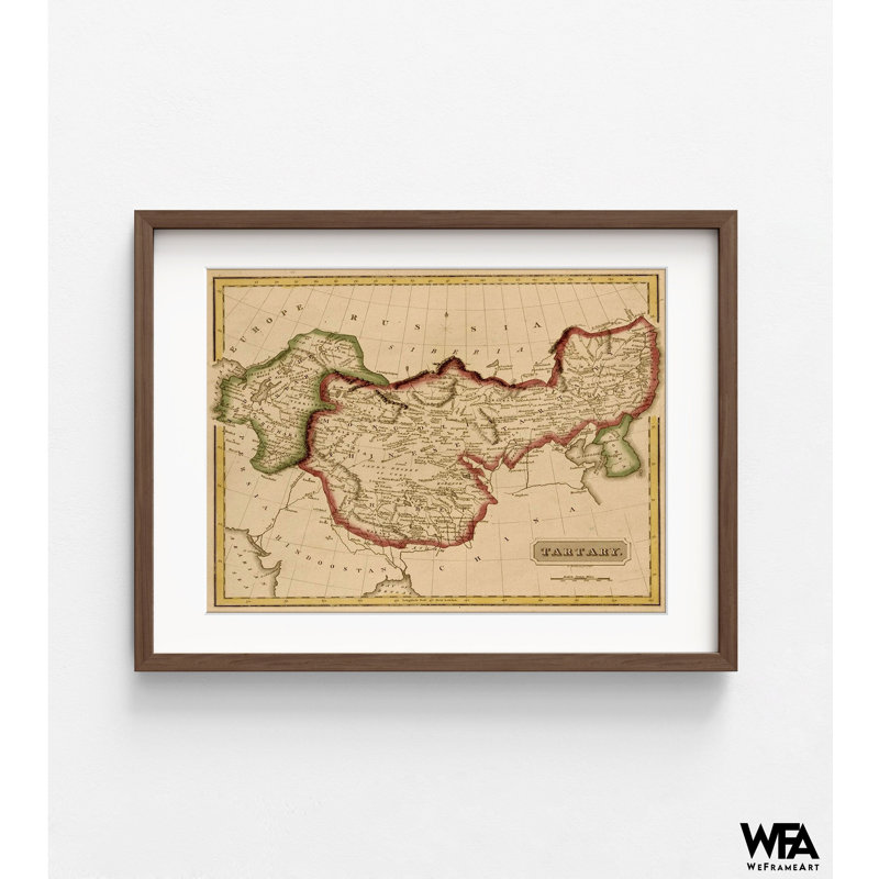Tartare de Mongolie 1817, bibliothèque, carte antique, histoire, art mural, impression de carte de Mongolie, Brun