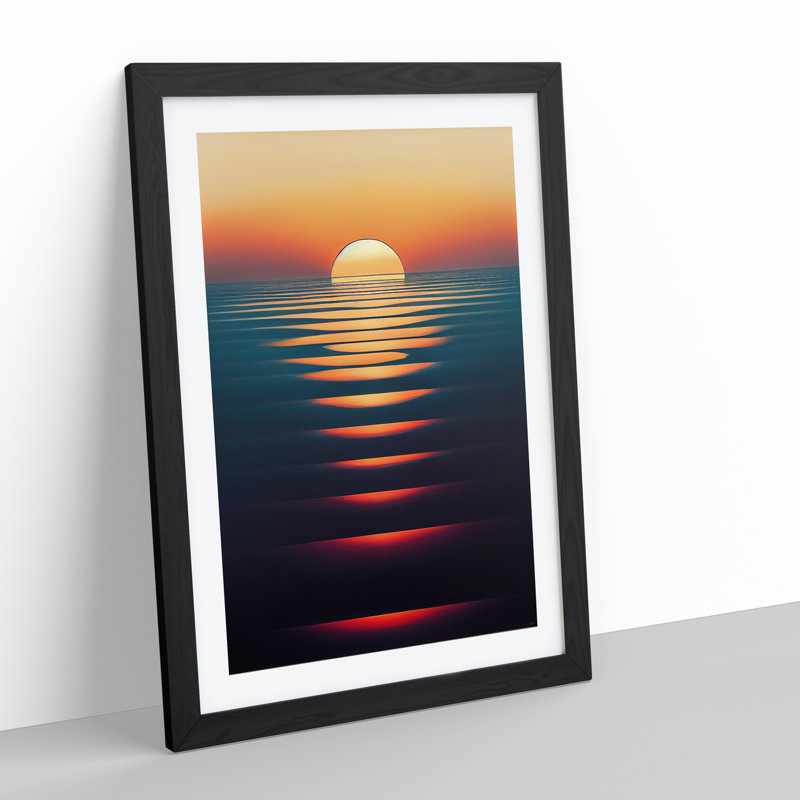 XV1022-3742X Reflective Sunset - Print, Black Framed, 66cm H x 48cm W, White